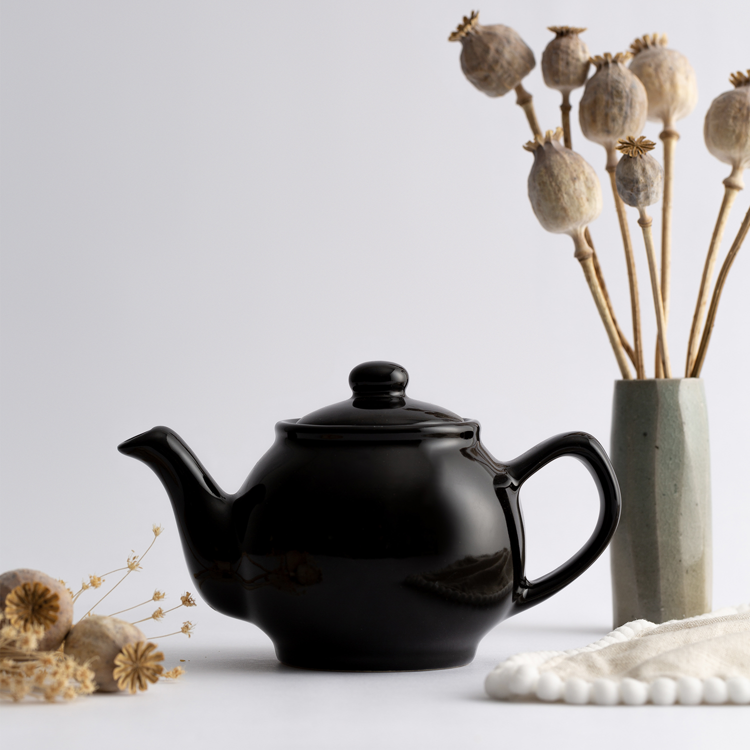 Teekanne | klassisch, schwarz | 2 Tassen